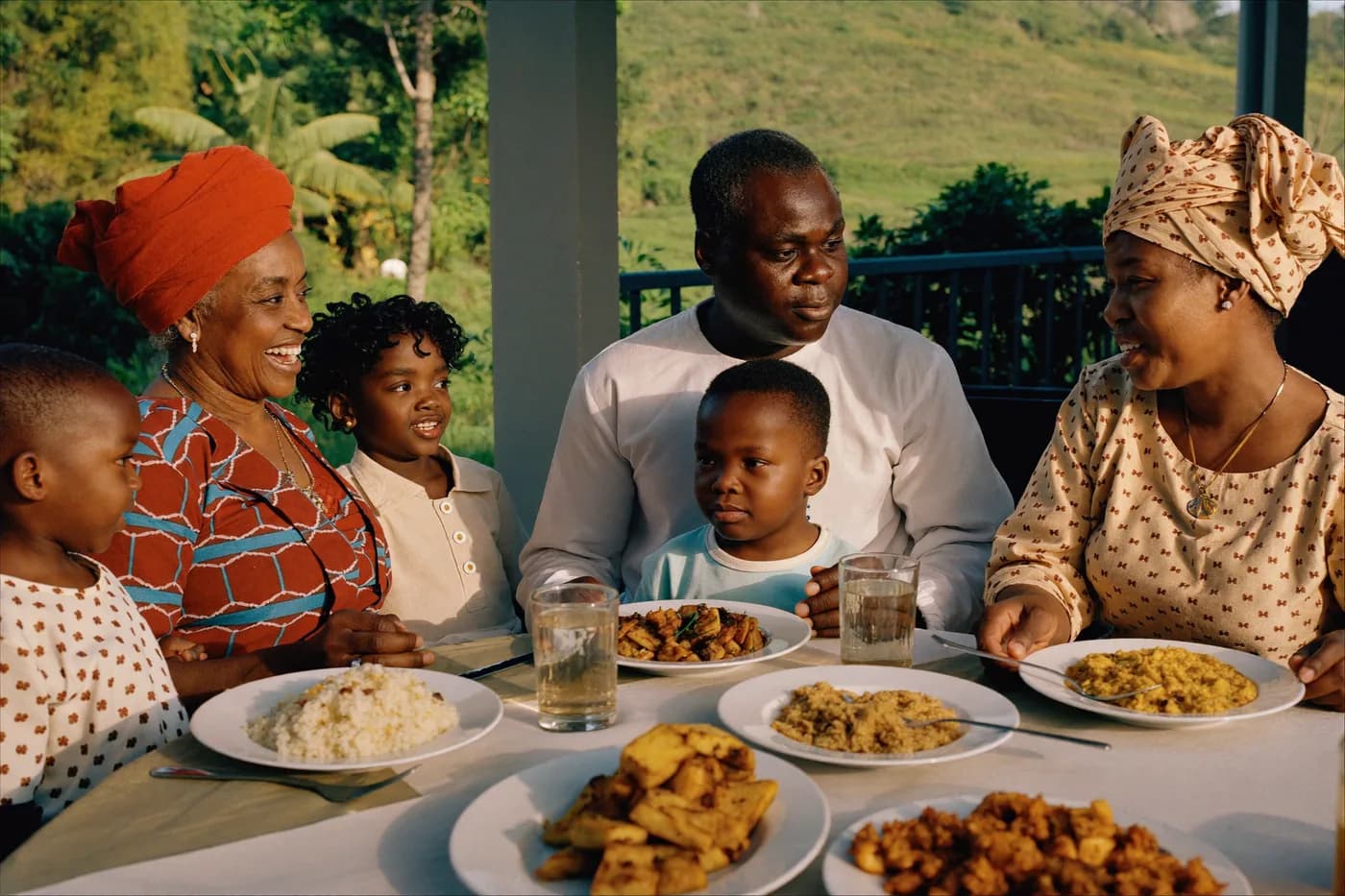A Nigerian family sharing a meal together