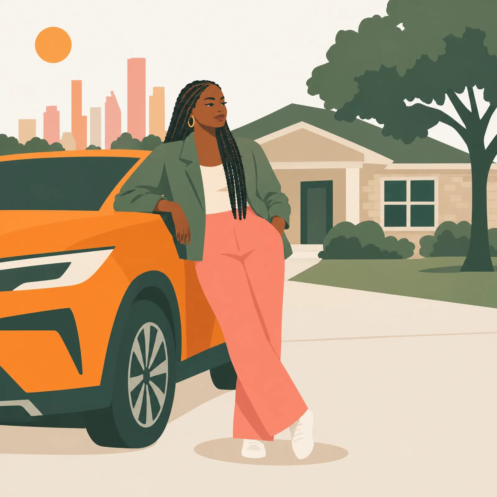A woman on her driveway in Houston